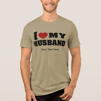 Camiseta Eu Amo Meu Marido texto com símbolo de coração ver