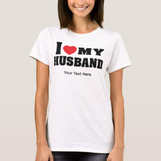 Camiseta Eu amo meu marido texto com símbolo de coração ver