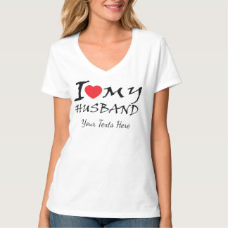Camiseta Eu Amo Meu Marido texto com símbolo de coração ver
