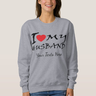 Camiseta Eu Amo Meu Marido texto com símbolo de coração ver