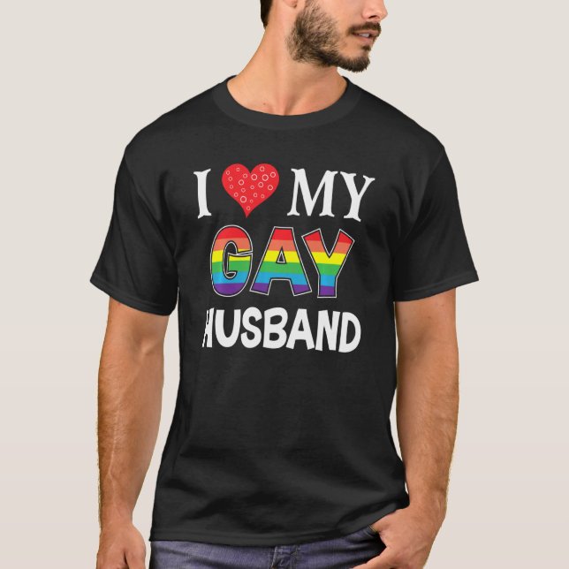 Camiseta Eu Amo Meu Marido Tia Lgbt Lésbica Arco-Íris Lésbi (Frente)