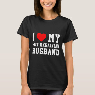 Camiseta Eu Amo Meu Marido Ucraniano Quente Coração Vermelh