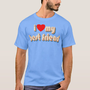 Camiseta Eu Amo Meu Melhor Amigo Coração Vermelho Retro Eu 