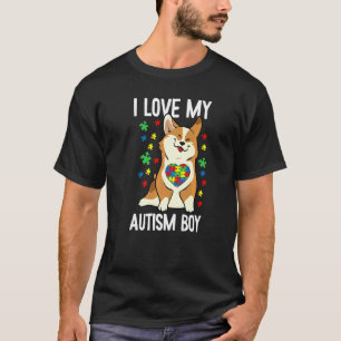 Camiseta Eu Amo Meu Menino Autista Conscientização Corgi Fo