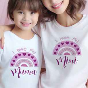 Camiseta Eu amo meu Mini Boho Arco-íris Correspondente Mama