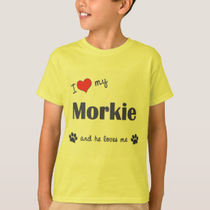 Camiseta Eu amo meu Morkie (o cão masculino)