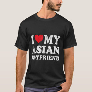 Camiseta Eu Amo Meu Namorada asiático Engraçado Namorado