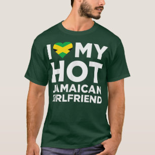 Camiseta Eu Amo Meu Namorada jamaicano-quente Cute Jamaica