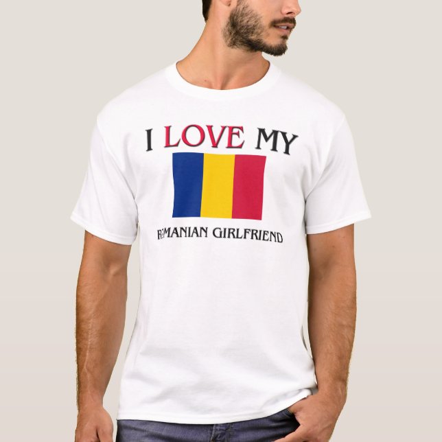 Camiseta Eu amo meu namorada romeno (Frente)