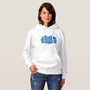 Camiseta Eu Amo Meu Namorado Blue Heart Y2K Capuz Branco