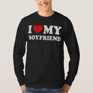 Camiseta Eu Amo Meu Namorado Coração Vermelho