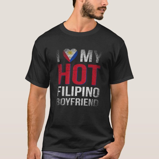 Camiseta Eu amo meu Namorado filipino quente filipino (Frente)