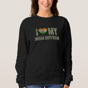 Camiseta Eu Amo Meu Namorado Indiano Bandeira da Índia Funn
