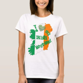 Camiseta Eu Amo meu Namorado Irlandês Mapa da Irlanda