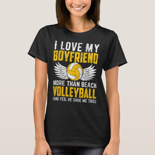 Camiseta Eu Amo Meu Namorado Mais Do Que Voleibol De Praia  (Frente)