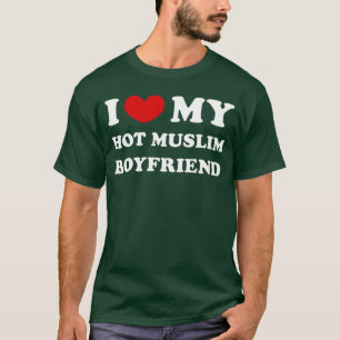Camiseta Eu Amo Meu Namorado Muçulmano Quente Coração Muçul