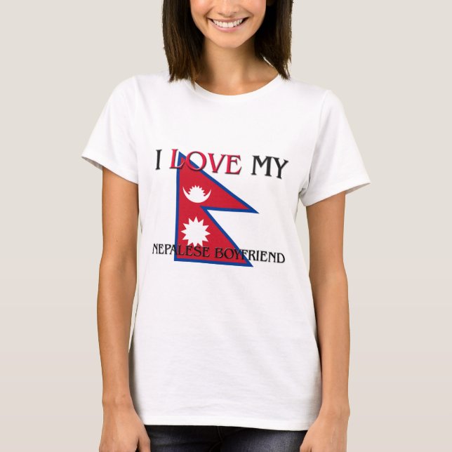 Camiseta Eu amo meu namorado nepalês (Frente)