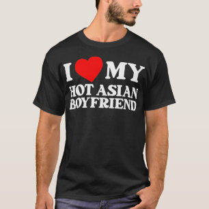 Camiseta Eu Amo Meu Namorado Quente Asiático Engraçado Eu C