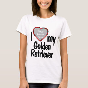 Camiseta Eu Amo Meu Ouro Retriever Foto Coração Bonita