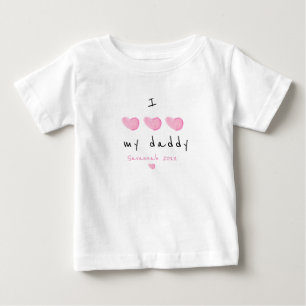 Camiseta Eu Amo Meu Pai De Coração Rosa Personalizado