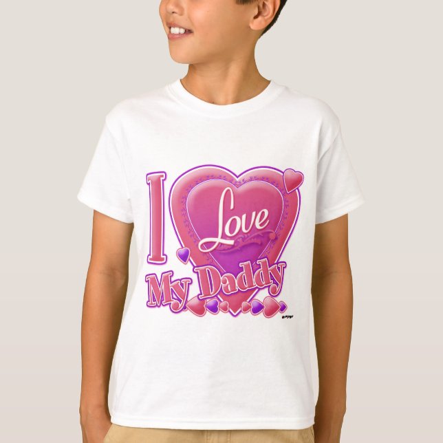 Camiseta Eu amo meu Pai rosa/roxo - coração (Frente)