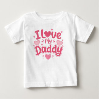 Camiseta Eu Amo Meu Papai Coração Rosa Tipografia Bebê Cami