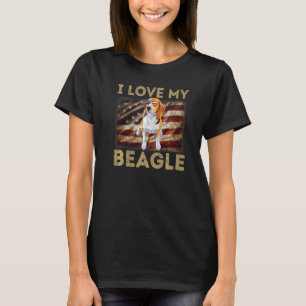Camiseta Eu Amo Meu Papai de Beagle Mamãe Bandeira American