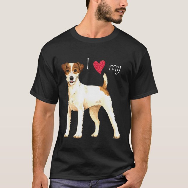 Camiseta Eu amo meu Parson Russell Terrier (Frente)