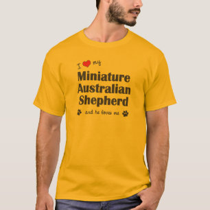 Camiseta Eu amo meu pastor australiano diminuto (o cão