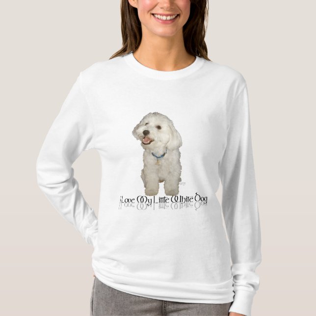 Camiseta Eu Amo Meu Pequeno Cachorro Branco - Havanês (Frente)