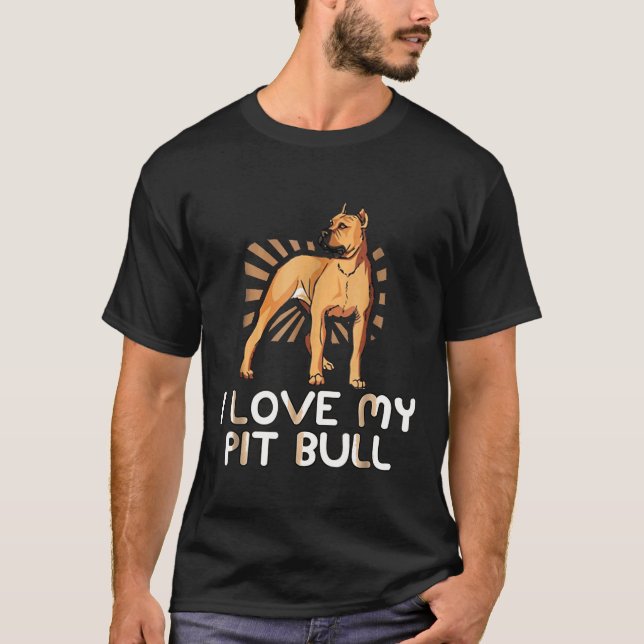 Camiseta Eu Amo Meu Pit Bull Amante de Pitbull (Frente)