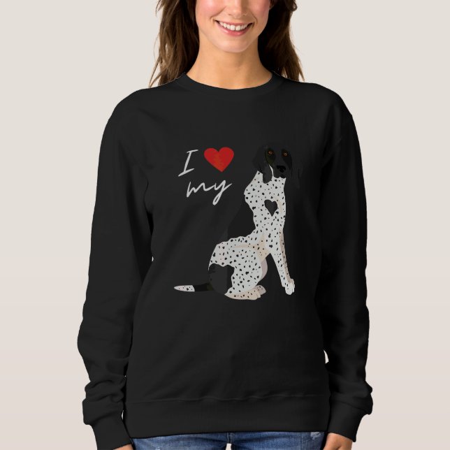 Camiseta Eu Amo Meu Pointer Alemão de Cabelo Curto Preto e  (Frente)