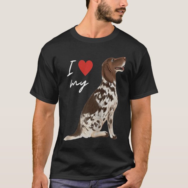 Camiseta Eu Amo Meu Pointer Inglês Fígado e Branco Ragla (Frente)