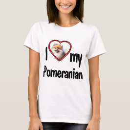 Camiseta Eu Amo Meu Pomerânia - Moldura de Foto de Coração 