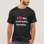 Camiseta Eu ♥️ Amo Meu Poodle Labrador<br><div class="desc">Camisa de T clássica masculina a preto e a inscrição a cores brancas e a roupa de uma declaração de moda divertida casual impressa com frase personalizável de modelo. Eu ♥️ adoro o Meu Poodle Labrador em Chapéus, Camisas e Produtos de Animais de Companhia pelo TheFabricSeal impressão a pedido compro...</div>
