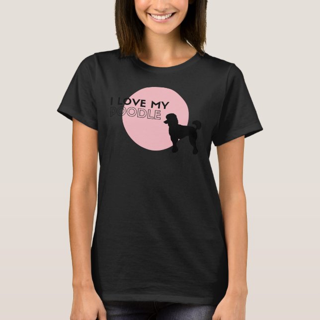 Camiseta Eu amo meu poodle rosa (Frente)