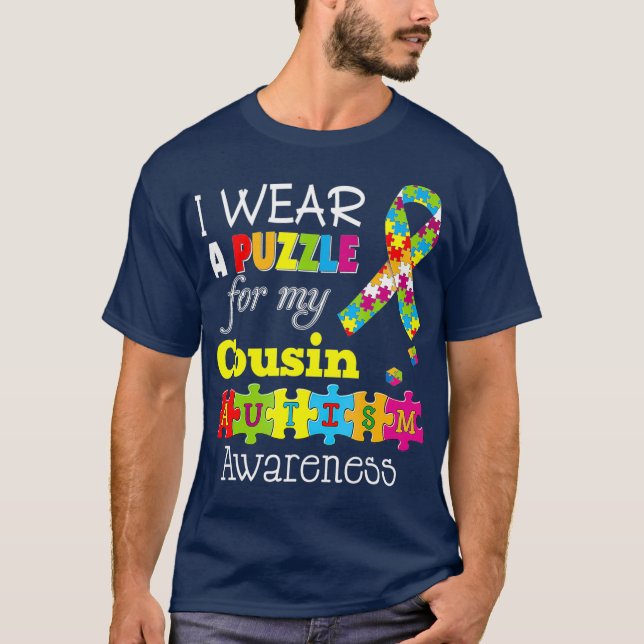 Camiseta Eu Amo Meu Primo Autista Dia da Consciência do Aut (Frente)