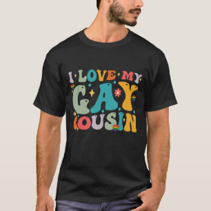 Camiseta Eu Amo Meu Primo Gay Groovy Arco-Íris Orgulho LGBT