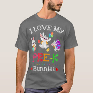 Camiseta Eu Amo Meu Professor Pré-K Bunnier Coelhinho De Pá