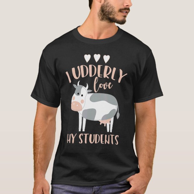 Camiseta Eu Amo Meu Professor Vaca Aluno De Volta à Escola (Frente)