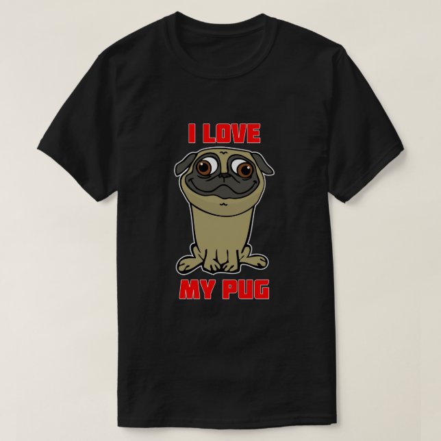 Camiseta Eu Amo Meu Pug (Frente do Design)