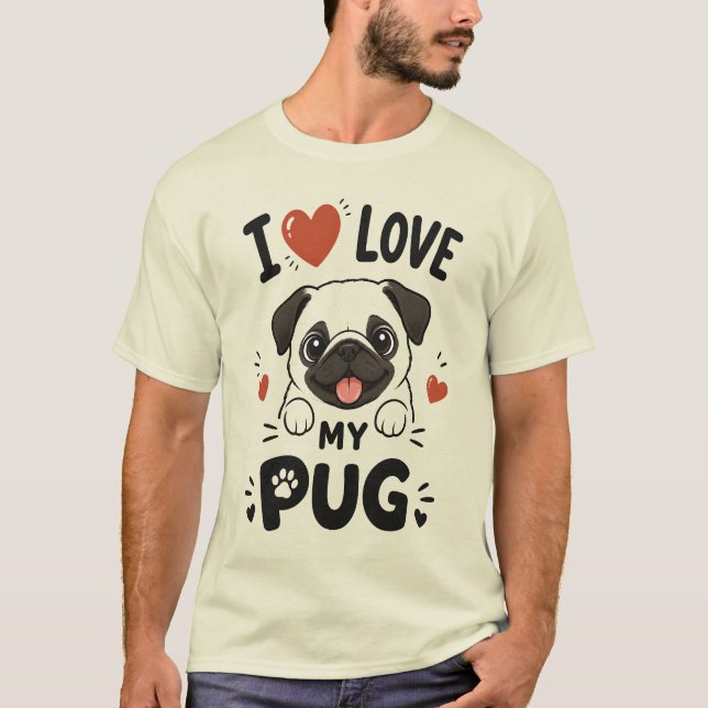 Camiseta Eu Amo Meu Pug (Frente)