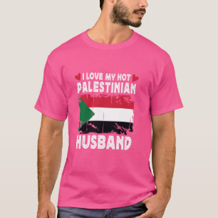 Camiseta Eu Amo Meu Quente Marido Palestino Cônjuga Palesti