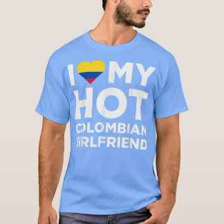 Camiseta Eu Amo Meu Quente Namorada Colombiano Cortado Colô