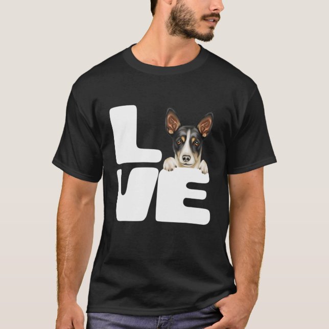 Camiseta Eu Amo Meu Rato Terrier Cachorro (Frente)