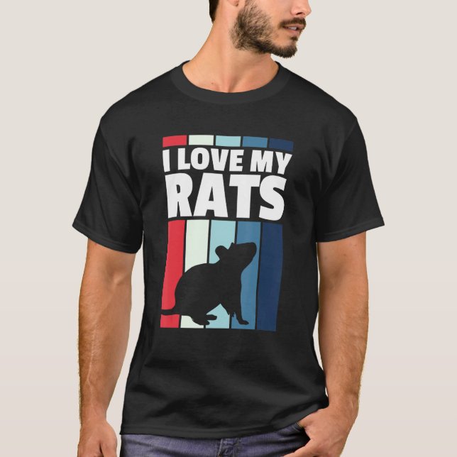 Camiseta Eu Amo Meu Ratos Retro Rat (Frente)