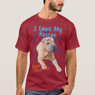Camiseta Eu Amo Meu Resgate Chinês Shar-Pei Legal Adotado