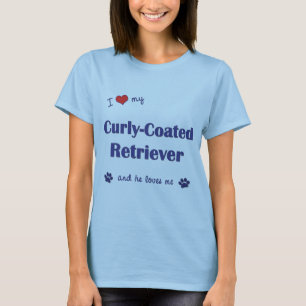 Camiseta Eu amo meu Retriever Encaracolado-Revestido (o cão