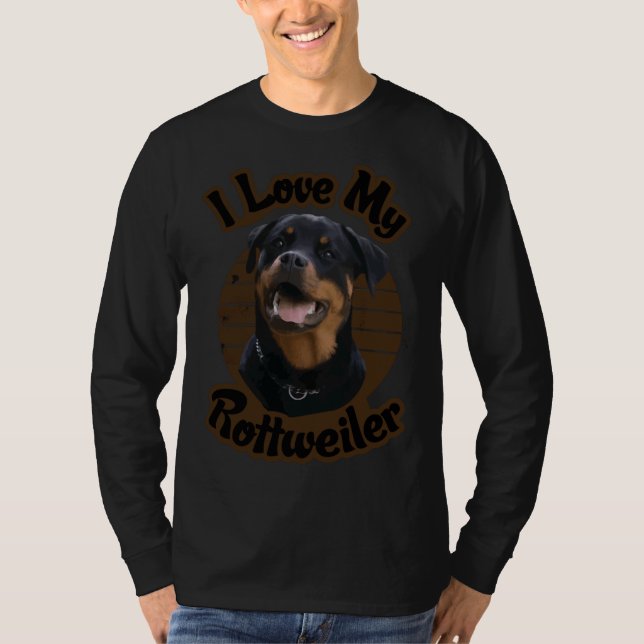 Camiseta Eu Amo Meu Rottweiler Clássico (Frente)