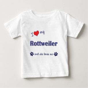 Camiseta Eu amo meu Rottweiler (o cão fêmea)